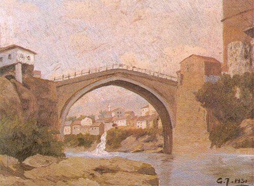 Габријел Јуркић: Стари мост, уље на картону, 1930. [Натраг]