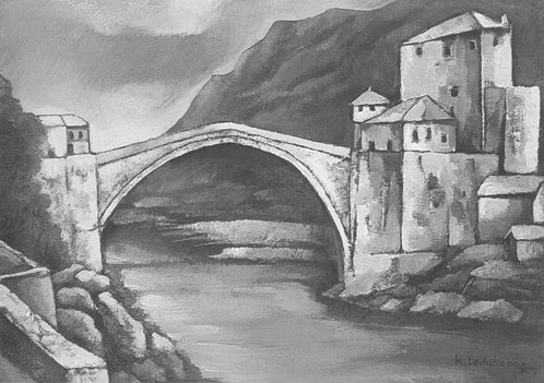 Kreshimir Ledic': Stari most, 2003, akrilik