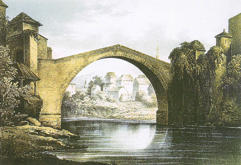 Charles Pelerin: The Old Bridge (lithography), 1861